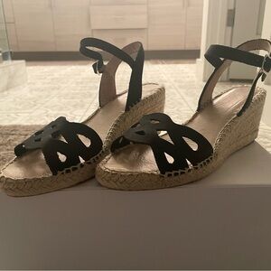 Eric Michael Black Espadrille Wedge Sandals